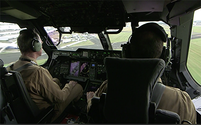 A400M arrives at Farnborough Airshow