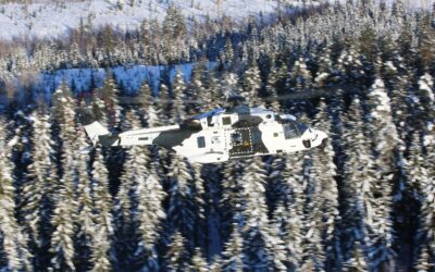 Finnish Army Airbus NH90 over forests of Finland