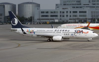 Shandong Airlines Boeing 737 at Shanghai Airport (SHA)